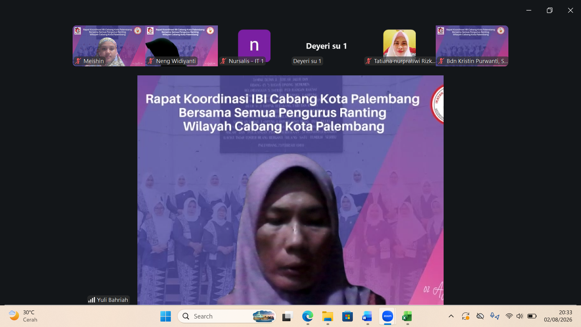 IBI Kota Palembang Gelar Pertemuan Bersama Pengurus Cabang dan Pengurus Ranting